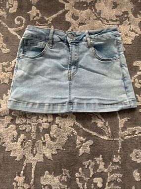 STATE Light Wash Denim Mini Skirt